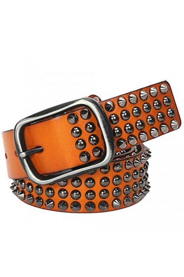 JTRHD Ceinture en Cuir pour Femmes Rivet Unisexe Ceinture Hip-hop de Haute qualité Ceinture personnalité de la Mode Ceinture 
