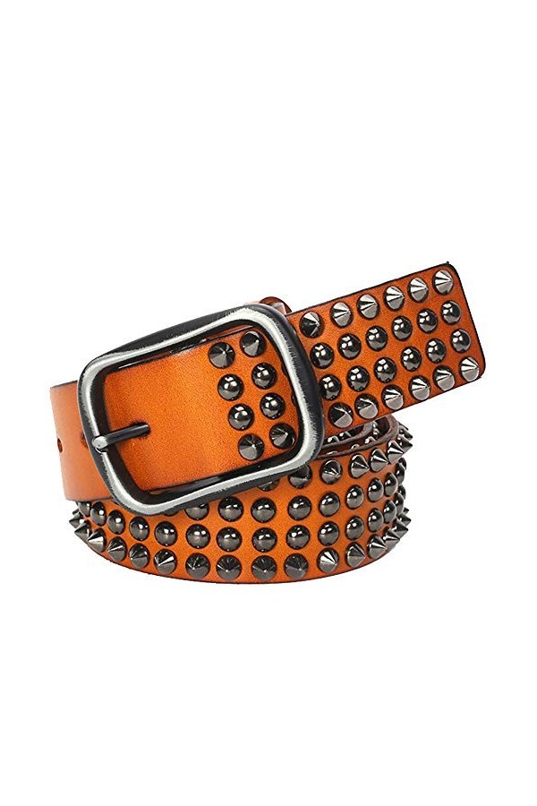 JTRHD Ceinture en Cuir pour Femmes Rivet Unisexe Ceinture Hip-hop de Haute qualité Ceinture personnalité de la Mode Ceinture 