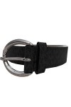 Michael Kors Womens Round Silver Tone Buckle Leather Belt, Black , X-Large