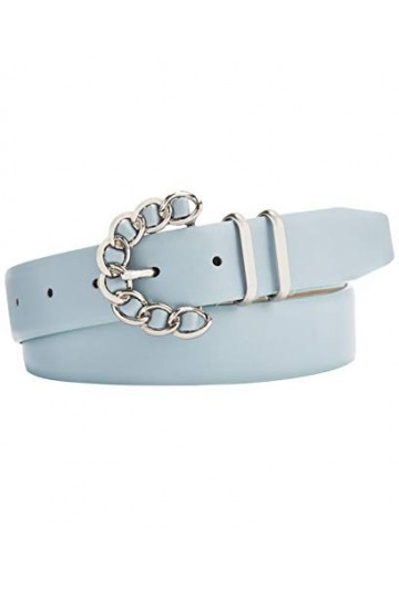 Steve Madden Womens Chain-Buckle Belt Pastel Blue, XL 