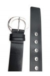 Michael Kors 1853 Womens Belt, Black, Size M Length 105 cm Width: 4 cm, Silver Inside, Large Round MK Logo