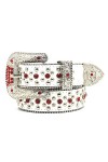 Ceintures blanche à strass pour femmes Ceinture cloutée Bling Mode Street Punk Hip Hop Gothic Cowgirl Hommes Unisex 100-125C
