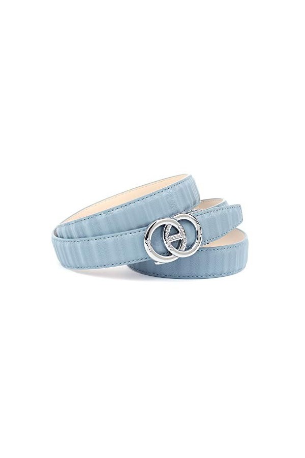 Anthoni Crown Ledergürtel Ceinture, Bleu Ciel, 80 cm Femme