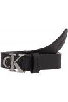 Calvin Klein Round Mono LTHR Belt 25MM Ceintures, Black, 70 Femme