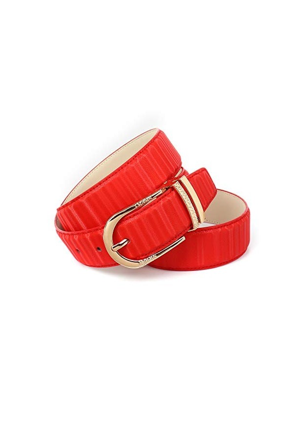 Anthoni Crown Ledergürtel Ceinture, Rot, 90 Femme