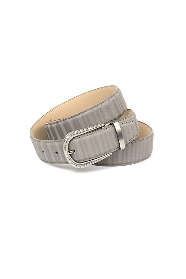 Anthoni Crown Ledergürtel Ceinture, Gris, 80 cm Femme