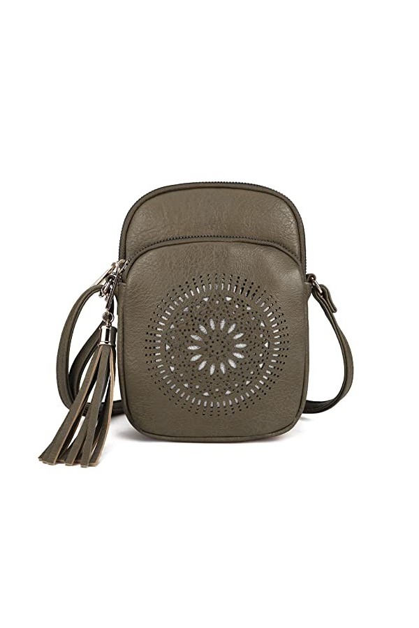 GLITZALL Sac à bandoulière petit sac à bandoulière avec poches multiples pour femme, Marron