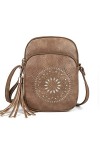 GLITZALL Sac à bandoulière petit sac à bandoulière avec poches multiples pour femme, Marron
