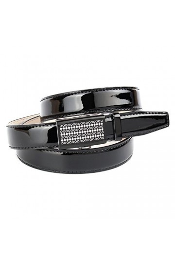 Anthoni Crown Ceinture en Cuir, Noir, 85 cm Femme
