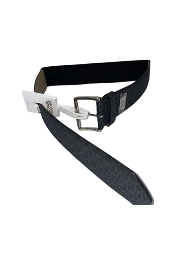 Michael Kors Ceinture extensible gris foncé avec Monogram et boucle argent L/XL Cadeau fête des mères, cadeau femme