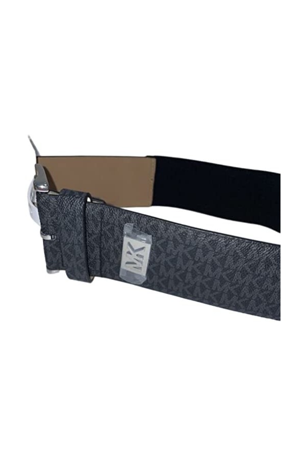 Michael Kors Ceinture extensible gris foncé avec Monogram et boucle argent L/XL Cadeau fête des mères, cadeau femme