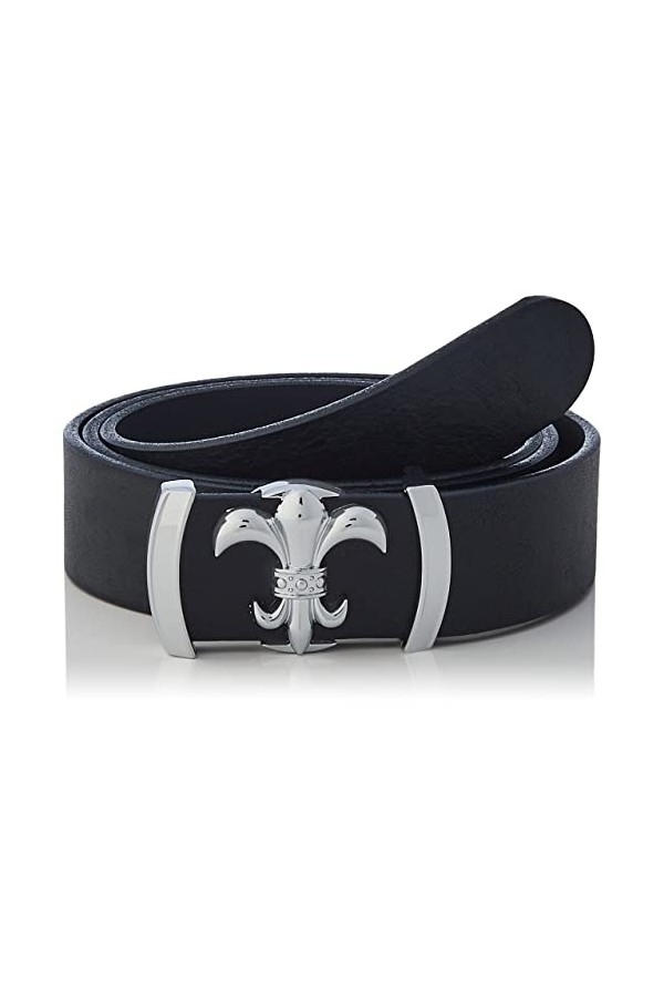 Anthoni Crown Ledergürtel Ceinture, Bleu foncé, 85 cm Femme