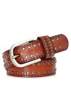 Ktrshan Ceintures en cuir ceintures de style punk rivet ceinture vintage, Marron, 100cm