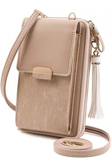 Aucuu Petit Sac Téléphone Portable Femme en Cuir PU, Mini Crossbody avec Bandoulière Réglable/Gland, Mini Sac à Main Petit Sa