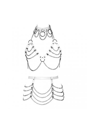 Ceinture de taille intégrale pour femme - Harnais pour Halloween, danse, rock, photographie, gothique, punk, cage en cuir, bl