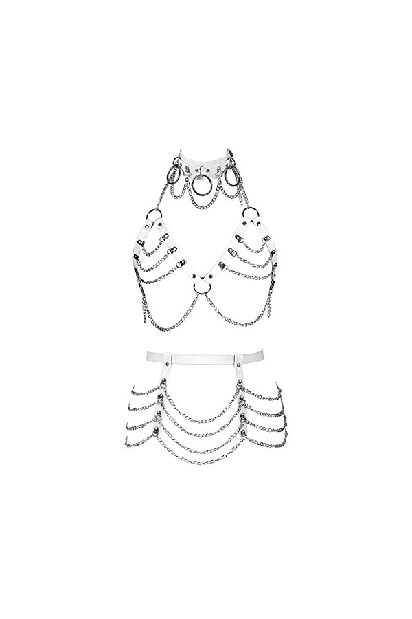 Ceinture de taille intégrale pour femme - Harnais pour Halloween, danse, rock, photographie, gothique, punk, cage en cuir, bl