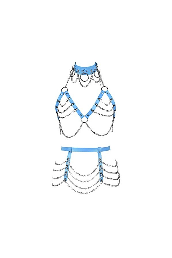 Ceinture de taille intégrale pour femme - Harnais pour Halloween, danse, rock, photographie, gothique, punk, cage en cuir, bl