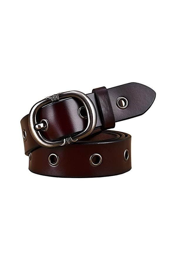 KUAIKUAI Bai Shi WU Fashion Metal Hollow Reulte en Cuir Ceintures en Cuir for Femmes Boucle de Broche de qualité Femme Femme 