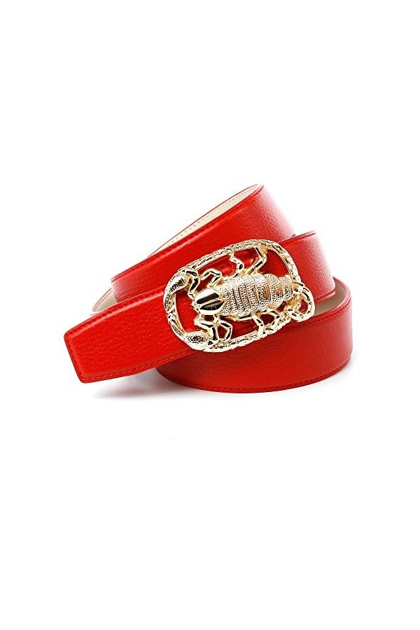 Anthoni Crown Ledergürtel Ceinture, Rot, 80 Femme