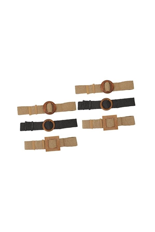 Adorainbow 6 Pcs Fille Pantalon Stretch Pour Tissé Taille Avec Accessoires Tressé Robe Ceinture Imitation Paille Élastique Bo