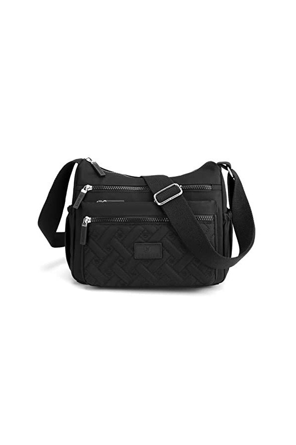 XUDREZ Sac à bandoulière pour femme, sac à bandoulière multi-poches, sac de voyage, Noir