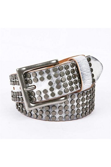 Bjhioj Ceintures en Cuir véritable Rivets Punk Vintage avec des Ceintures Boucle en Relief pour Jeans Pantalons Robes,Blanc,1