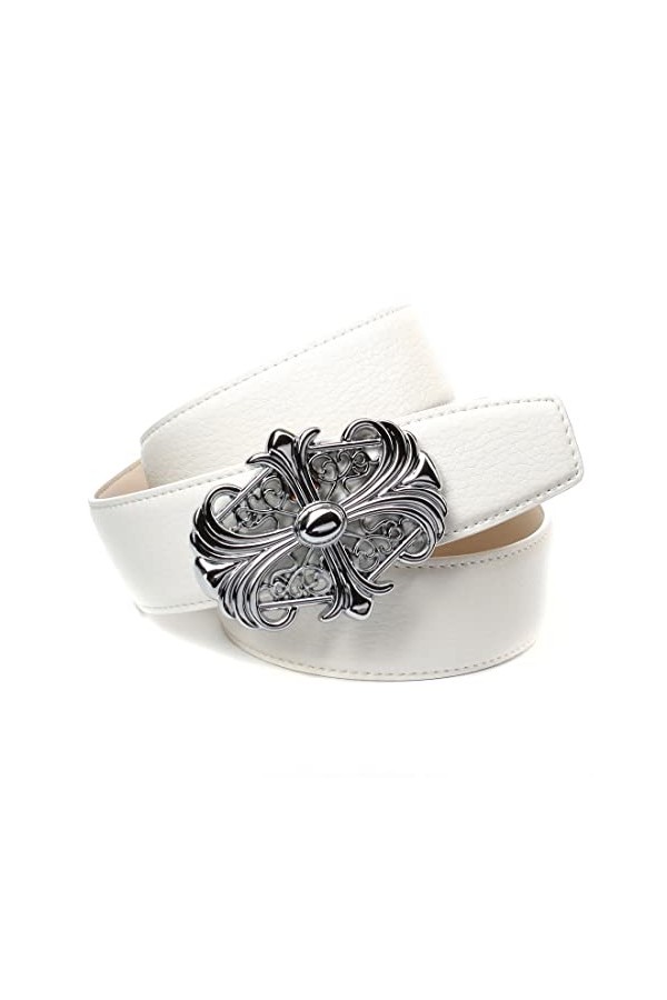 Anthoni Crown Ledergürtel Ceinture, Weiß, 95 Femme
