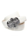 Anthoni Crown Ledergürtel Ceinture, Weiß, 95 Femme