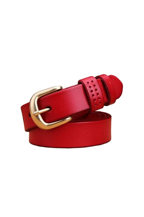YENEVA Ceinture for Femme Cuir Véritable Grain Véritable Camel Cowgirl Rouge Camel Mode Size : 36inch/90cm, Color : Coffee1 