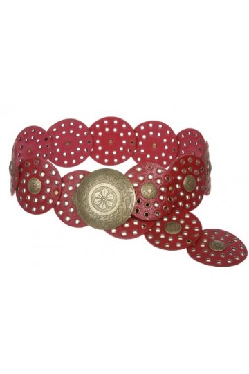 Ceinture en cuir pour femme large à disque boho de 90 mm de large - Jaune - XXX-Large - 54 de bout en bout