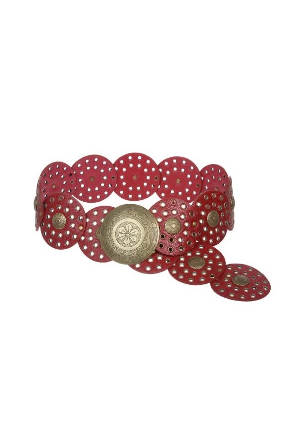 Ceinture en cuir pour femme large à disque boho de 90 mm de large - Jaune - XXX-Large - 54 de bout en bout