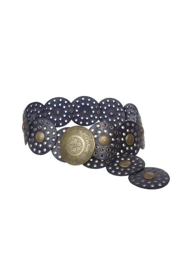 Ceinture en cuir pour femme large à disque boho de 90 mm de large - Jaune - XXX-Large - 54 de bout en bout