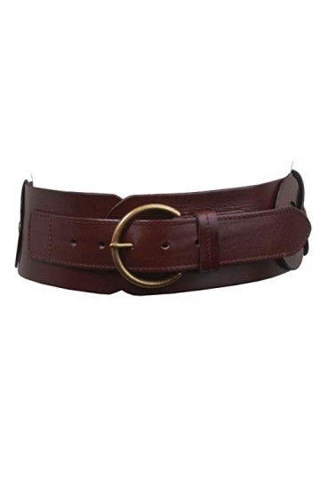 Ceinture en cuir pleine fleur tressé pour femme 75 mm de large, marron, L-102 cm