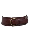 Ceinture en cuir pleine fleur tressé pour femme 75 mm de large, marron, L-102 cm