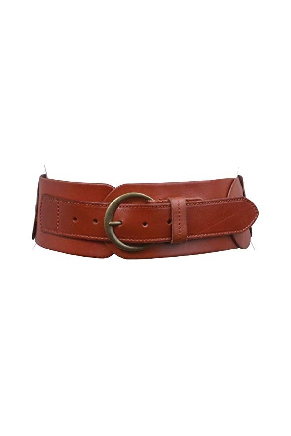Ceinture en cuir pleine fleur tressé pour femme 75 mm de large, marron, L-102 cm