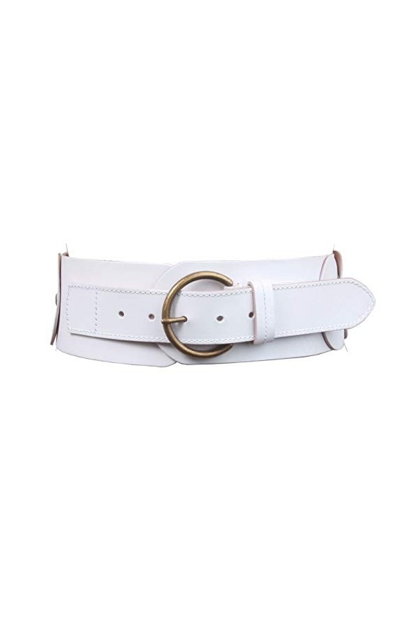 Ceinture en cuir pleine fleur tressé pour femme 75 mm de large, marron, L-102 cm