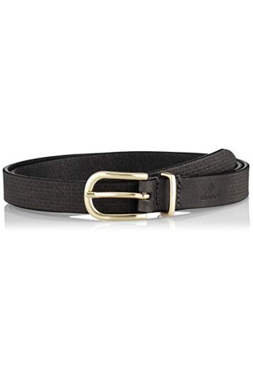Gant O1. Signature Weave Leather Belt Ceinture, Black, 105cm /42W Femme