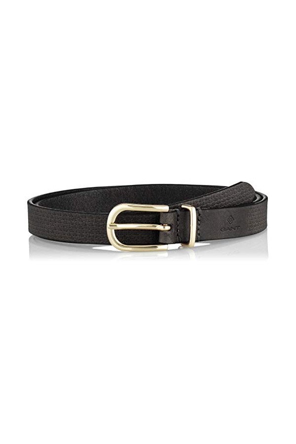 Gant O1. Signature Weave Leather Belt Ceinture, Black, 105cm /42W Femme