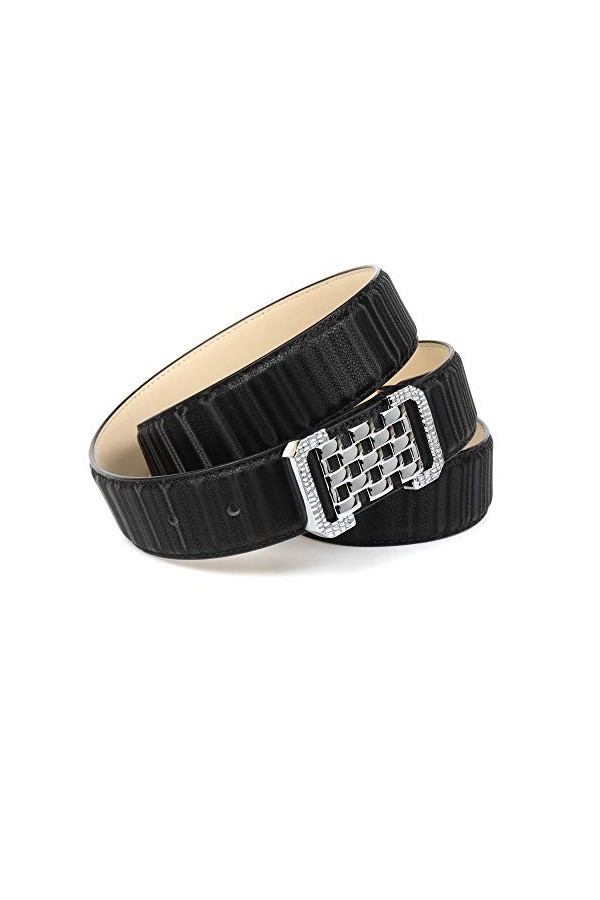 Anthoni Crown Ledergürtel Ceinture, Noir, 110 cm Femme