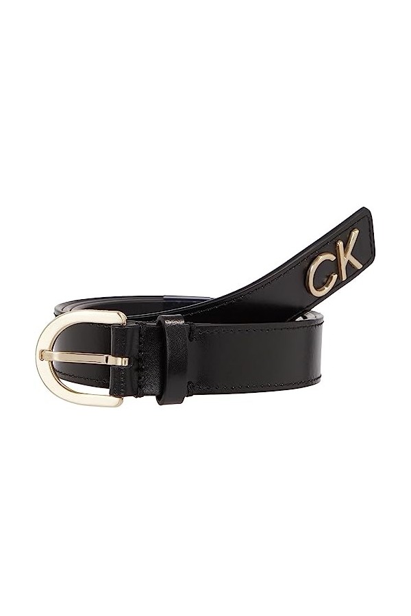 Calvin Klein RE-Lock RND BCKL BLT W/Tip 25MM Ceintures, CK Black, 80 Femme