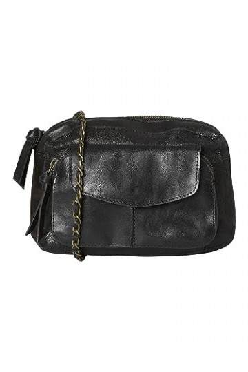 Pieces Pcnaina Leather Cross Over, Sacs bandoulière femme, Noir Black , 5,5x14x20 cm B x H T 