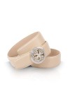 Anthoni Crown Ledergürtel Ceinture, Beige, 90 Femme