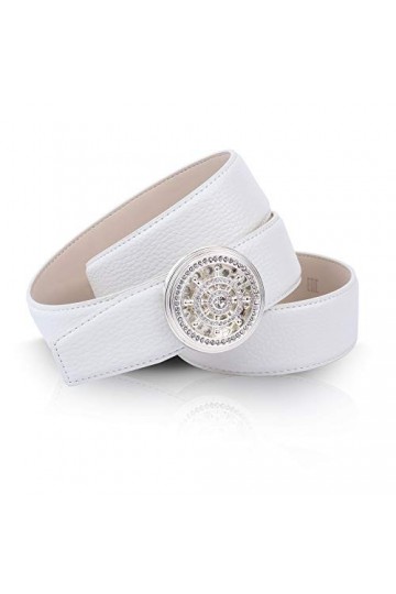 Anthoni Crown Ledergürtel Ceinture, Weiß, 90 Femme