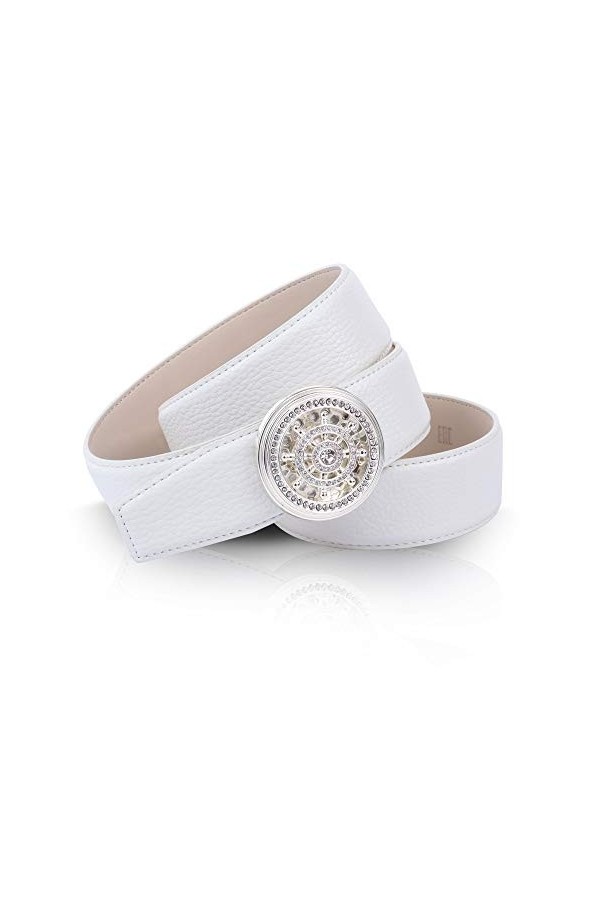 Anthoni Crown Ledergürtel Ceinture, Weiß, 90 Femme