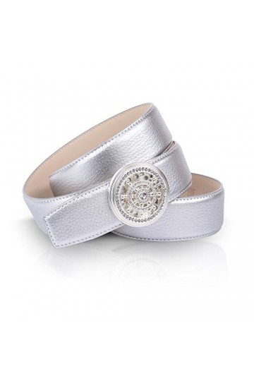 Anthoni Crown Ledergürtel Ceinture, Silber, 105 Femme