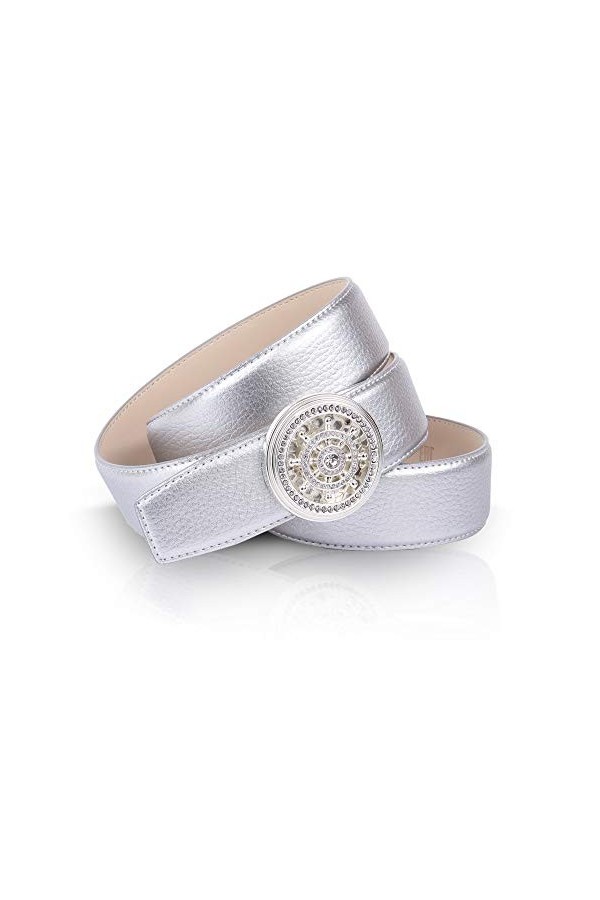 Anthoni Crown Ledergürtel Ceinture, Silber, 105 Femme