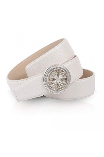 Anthoni Crown Ledergürtel Ceinture, Blanc, 95 cm Femme
