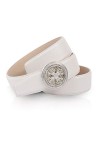 Anthoni Crown Ledergürtel Ceinture, Blanc, 95 cm Femme