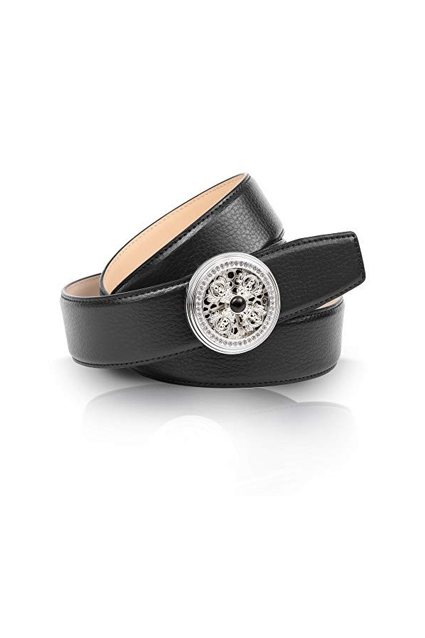 Anthoni Crown Ledergürtel Ceinture, Noir, 95 cm Femme