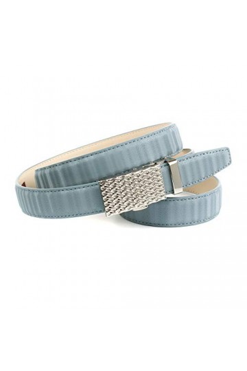 Anthoni Crown Ledergürtel Ceinture, Bleu Clair, 80 cm Femme